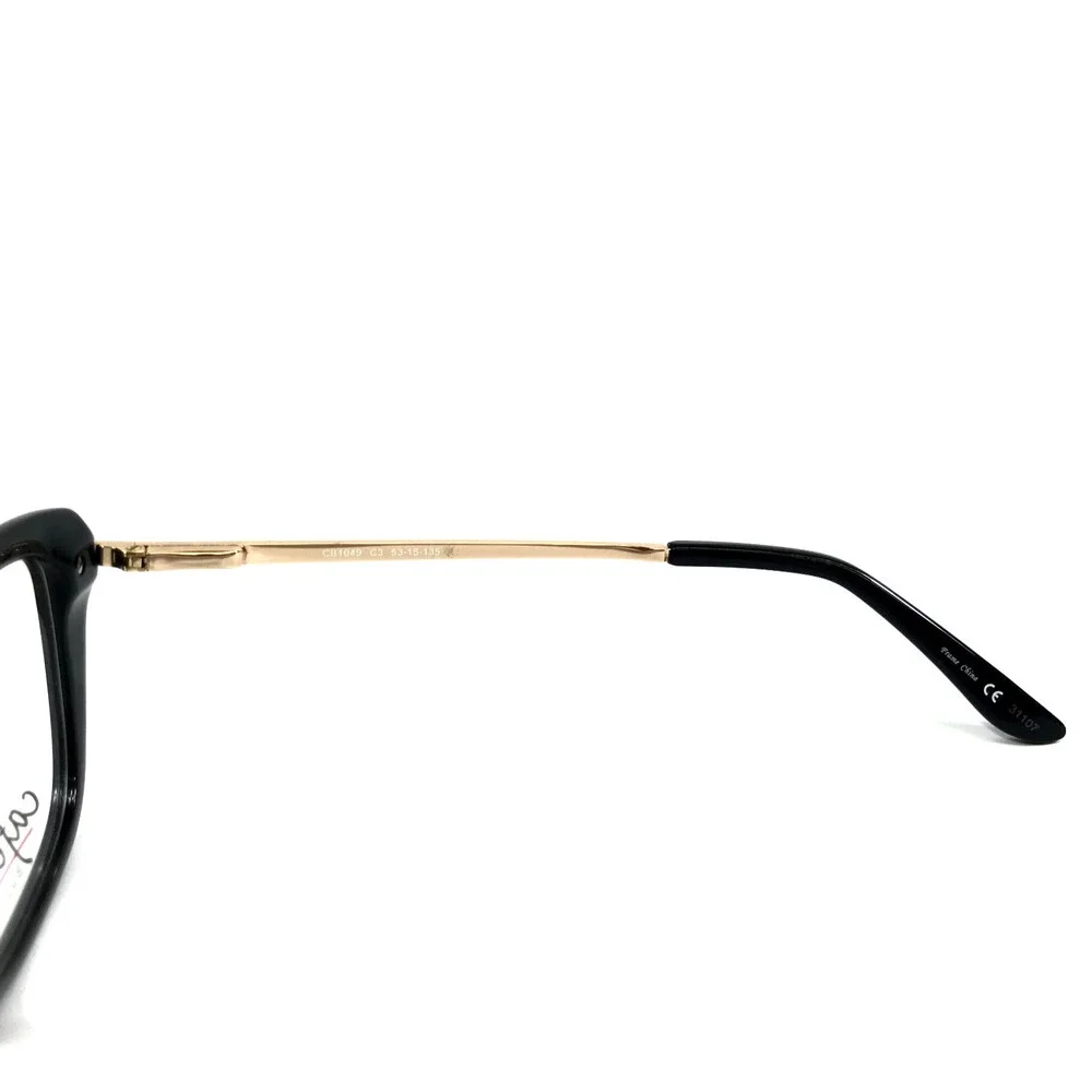 Cafe Boutique Eyeglasses Frames CB1049 C3 Black Gold Cat Eye Full Rim 53-15-135